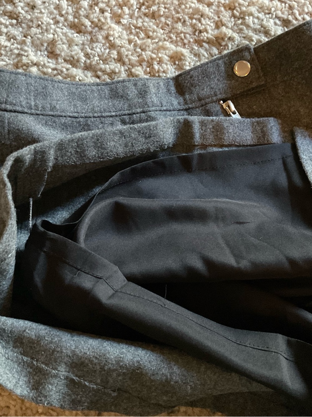 Madewell Studio Zip A-line Charcoal Gray Zip-Front Mini Skirt NWT - Picture 7 of 9